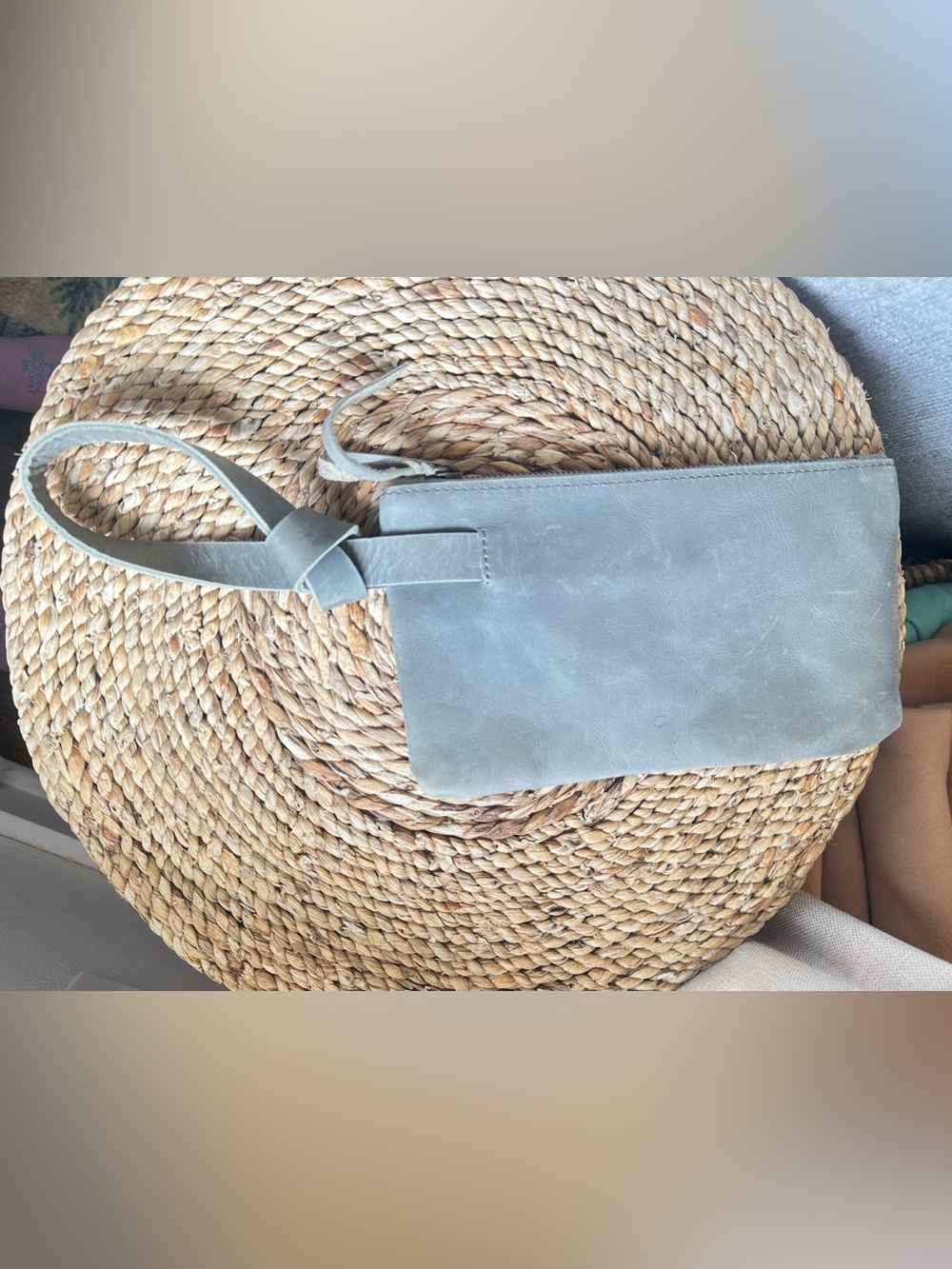 ABLE Blue Gray Leather Wristlet Clutch Pouch Ethical Fashion